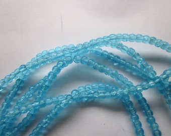 Blue Round Glass Beads 3-4mm 30 Beads