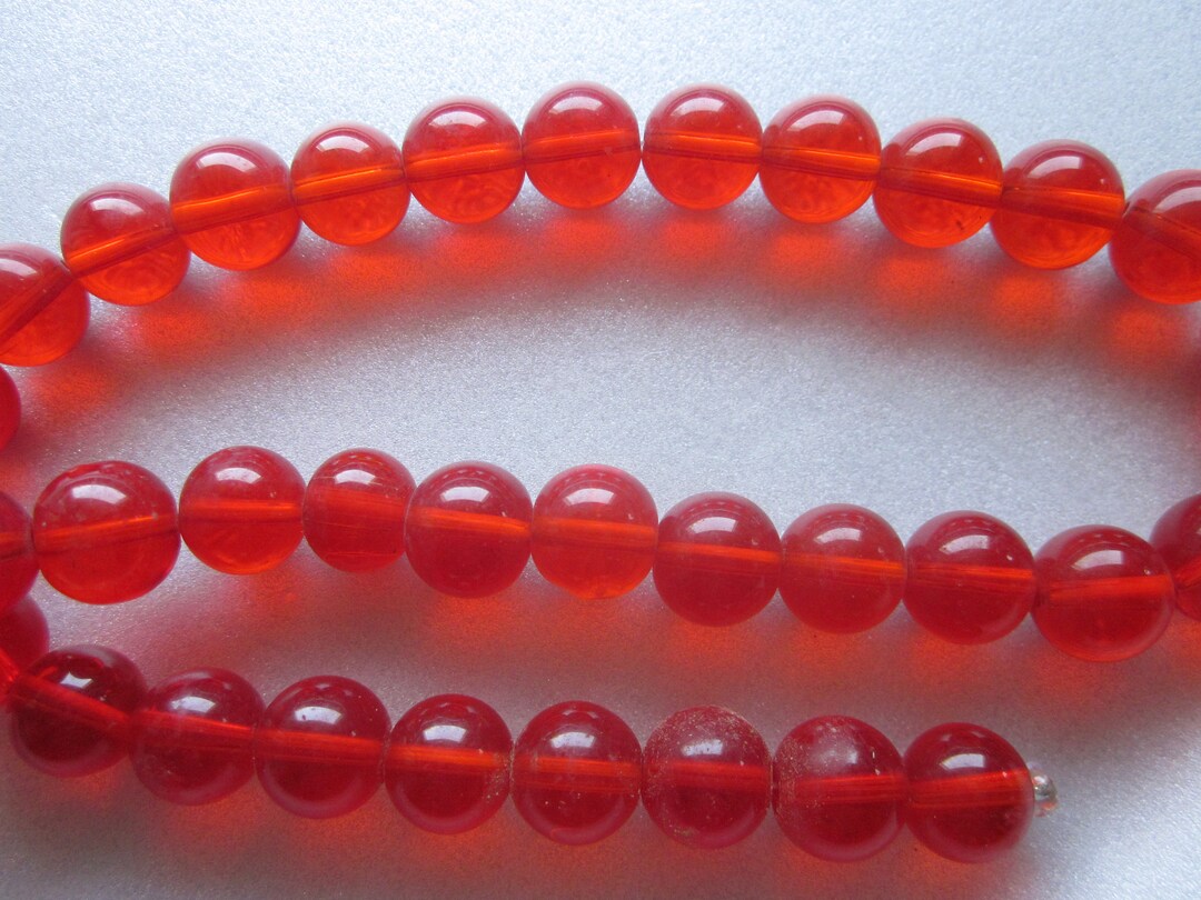 Red Round Glass Beads 12mm 12 Beads Etsy