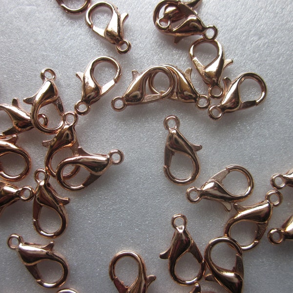 Rose Gold Zinc Alloy Lobster Clasps 12x7mm 10 Clasps