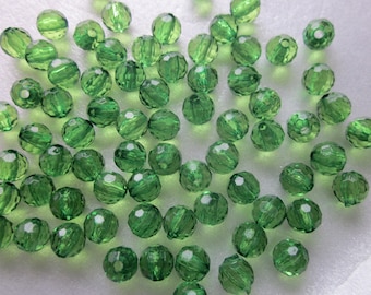 Green Round Acrylic Beads 6mm 30 Beads