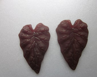 Dark Brown Leaf Acrylic Pendants 50x32mm 4 Pendants