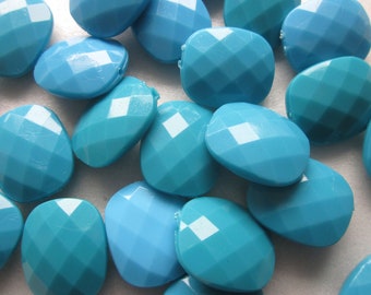 Multi Color Blue Faceted Rectangle Acrylic Beads 20mm 12 Beads