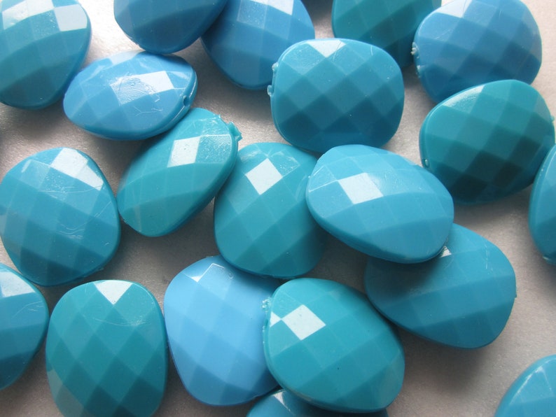 Multi Color Blue Faceted Rectangle Acrylic Beads 20mm 12 Beads image 1