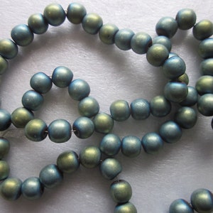 Blue Green Round Hematite Beads 6mm 24 Beads