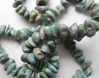 Green Turquoise Chip Beads 7-14mm 16 Beads