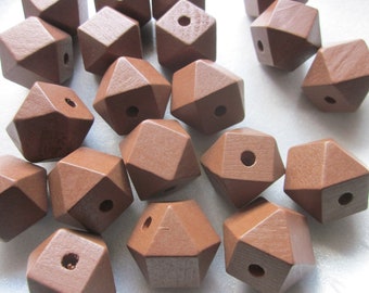 Brown Wood Geometric Beads 20mm 8 Beads