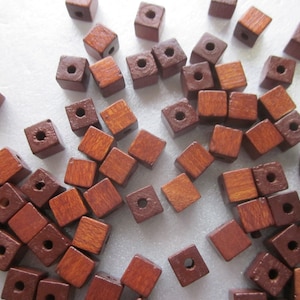 Brown Wood Cube Beads 6mm 20 Beads