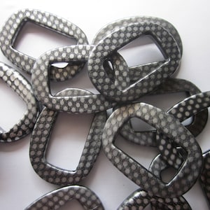 Black and Silver Acrylic Beads 45x32mm 8 Beads