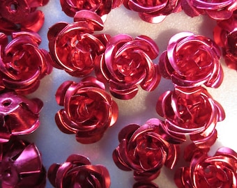 Fuschia Pink Aluminum Flower Beads 17mm 20 Beads