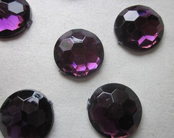 Purple Faceted Acrylic Cabochons 16mm 4 Cabochons
