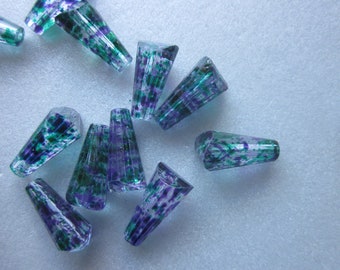 Clear Multi Color Drop Glass Beads 15x8mm 8 Beads