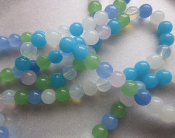 Multi Color Round Glass Beads 10mm 12 Beads