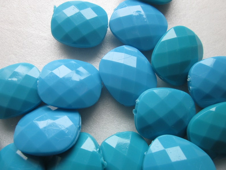 Multi Color Blue Faceted Rectangle Acrylic Beads 20mm 12 Beads image 2