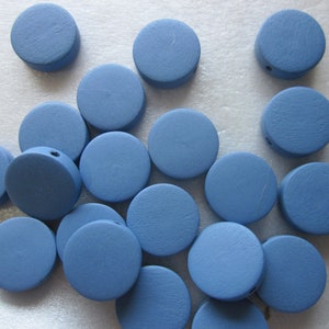 Periwinkle Wood Coin Beads 15mm 14 Beads