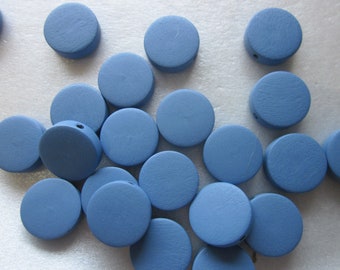 Periwinkle Wood Coin Beads 15mm 14 Beads