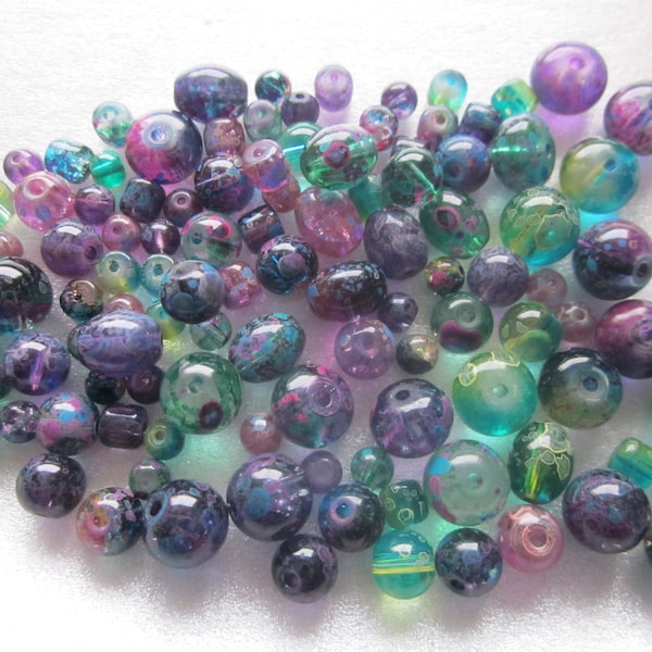 Multi Color Glass Beads 4-8mm 24 Beads