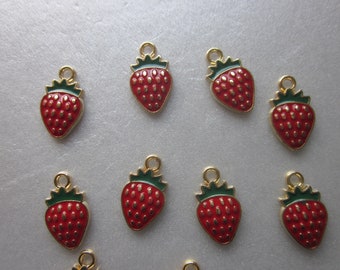 Red Strawberry Charms 16.8mm 4 Charms