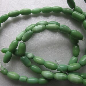 Green Oval Cats Eye Glass Beads 9-11mm 20 Beads