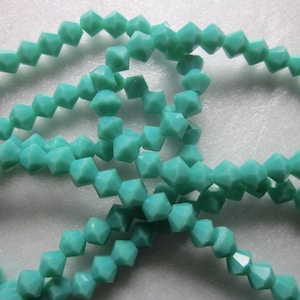 Opaque Green Bicone Glass Beads 6mm 30 Beads