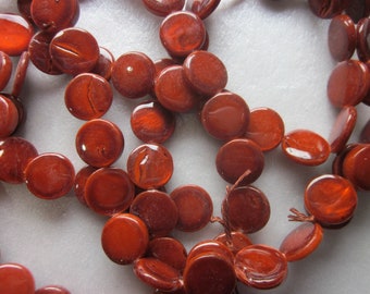 Burnt Orange Coin Shell Beads 11.5mm 14 Beads