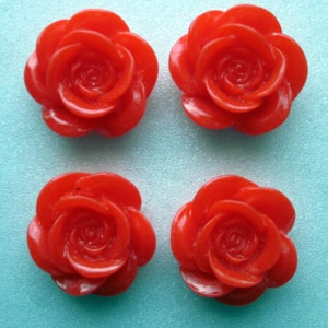 SALE - Red Resin Cabochons 18mm 4 Cabochons