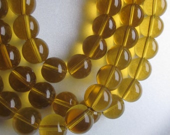 Yellow Round Glass Beads 12mm 12 Beads