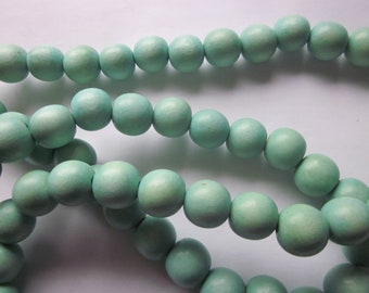 Seafoam Green Round Wood Beads 12mm 12 Beads