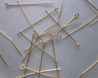 Brass Eyepins - Golden Color 4.0cm long 50 Eyepins