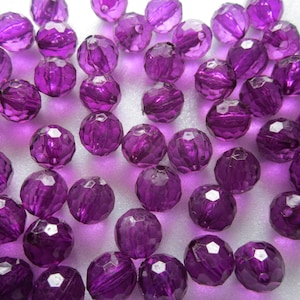 Lila Runde Acryl Facettenperlen 10mm 20 Perlen