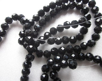 Black Round Glass Faceted Beads 8mm 14 Beads