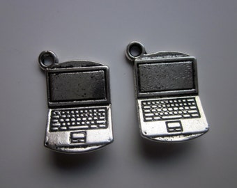 Tibet Silver Laptop Charm Pendants 2 Pendants 22x14mm