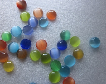 Multi Color Cats Eye Cabochons 6x3mm 30 Cabochons