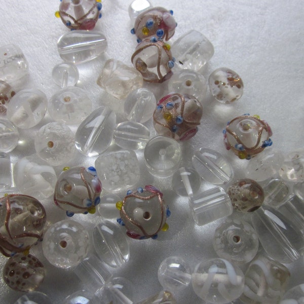 Clear Multi Color Lampwork Glass Beads 7-16mm 16 Beads