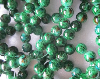 24 Perles En Malachite 8 Mm - Lot De Perles Naturelles Pour Création De Bijoux