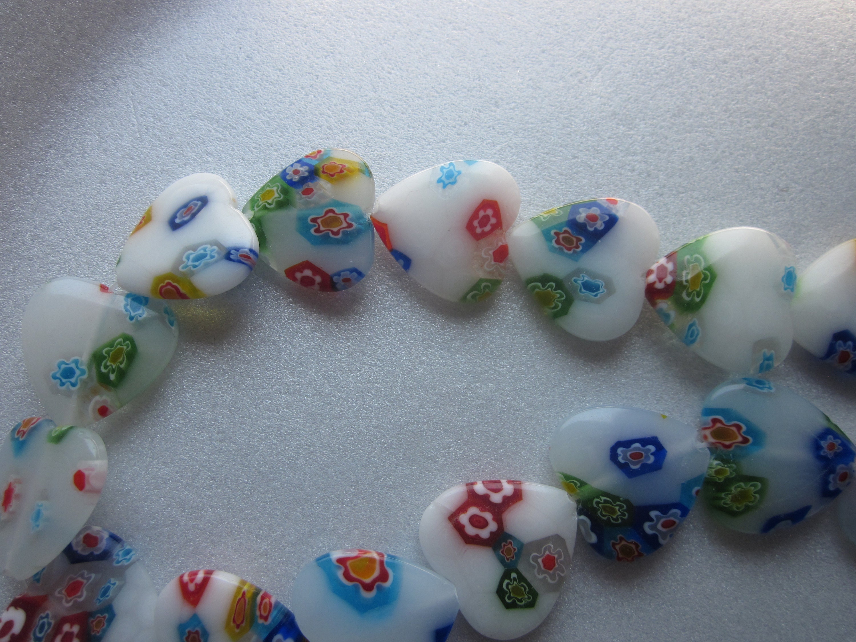 Fili Di Perline Di Vetro Millefiori A Cuore Attuo A Mano Colore Misto 14x14x4mm