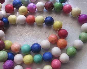 Round Multi Color Ceramic Porcelain Beads 12-14mm 14 Beads