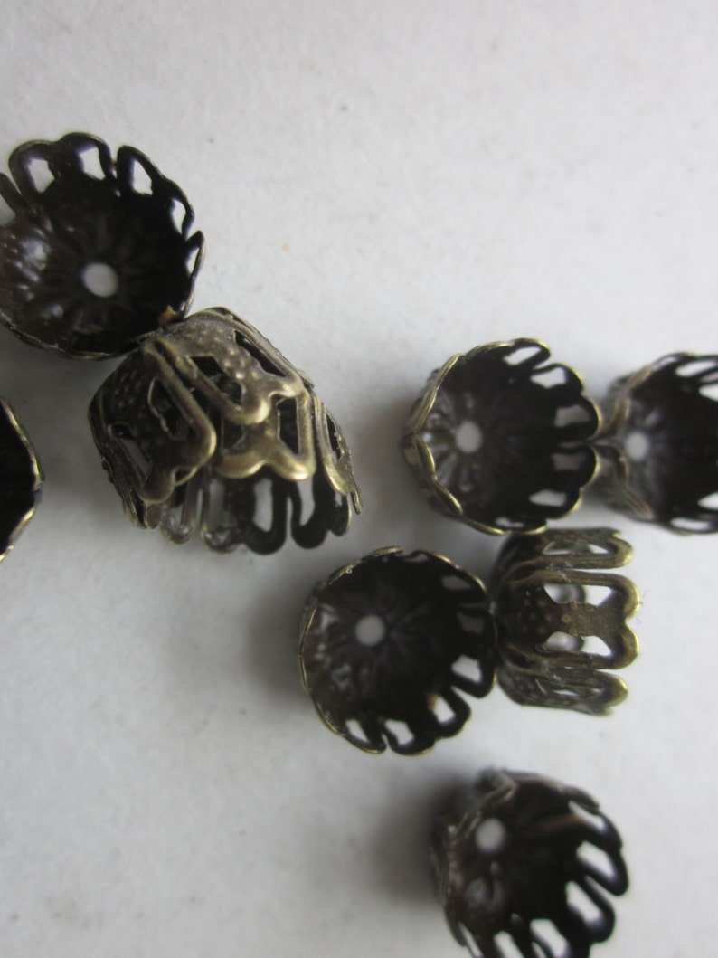 Iron Antique Bronze Bead Caps 9mm 20 Beads Caps | Etsy