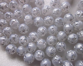 Acrylic Star Round Beads 8mm 20 Beads