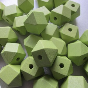 Green Wood Polygon Beads 20mm 8 Beads