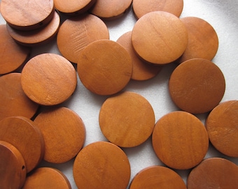 Brown Wood Coin Beads 30mm 10 Beads