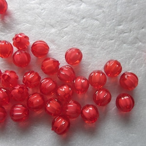 Rode ronde pompoen acrylkralen 8 mm 14 kralen