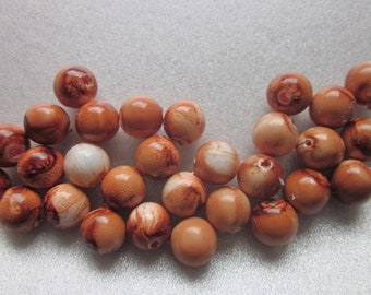 Brown Marbled Acrylic Beads 8mm 20 Beads