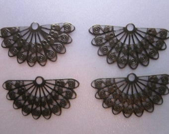 Antique Bronze Iron Fan Pendants 38mm 6 Pendants