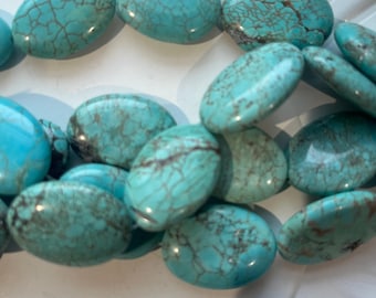 Blue Oval Magnesite Beads 28x20mm 8 Beads