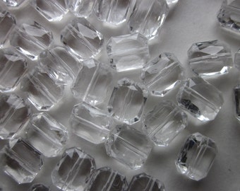 Clear Rectangle Acrylic Beads 12mm 16 Beads