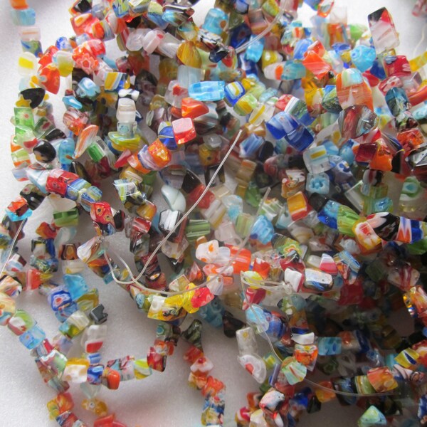 Multi Color Millefiori Chip Glass Beads 4-9mm 36 Inch Strand