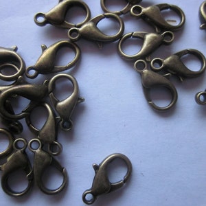 Antique Bronze Zinc Alloy Lobster Clasps 14x7mm 14 Clasps