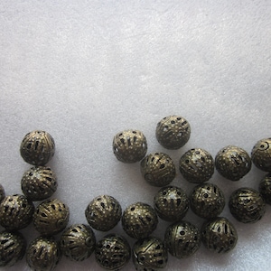 Round Iron Bronze Filigree Beads 8mm 20 Beads