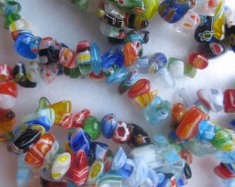 Millefiori Chip Glass Beads Multi Color Chip Nugget 4-8mm 30 Beads