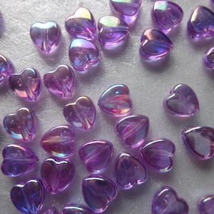 Purple Heart Acrylic Beads 9x8mm 20 Beads